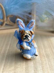 English bulldog funny bunny miniature