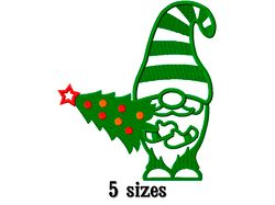 Christmas embroidery design winter gnome with tree. Embroidery designs trendy. Instant download.