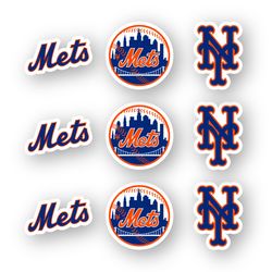 New York Mets Team Logos Stickers Set of 9 by 2 inches each Decal Vinyl Car Truck Window Bumper Door Laptop Case MLB