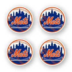 New York Mets Round Logo Emblem Stickers Set of 4 by 3 inches Car Truck Window Decals Case Laptop Wall Outdoor MLB Team