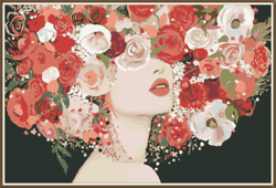 Art Women - Flowers - 005 / Cross Stitch pattern PDF