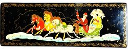 Vintage Russian PALEKH Lacquer Box RUSSKAYA TROYKA Hand Painted Signed USSR 1970