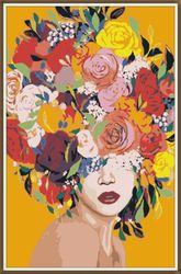 Art Women - Flowers - 0013 / Cross Stitch pattern PDF