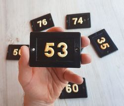 Black retro apartment number sign 53 - Fifty three address room number plate vintage