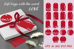 Gift tags with the word Love.