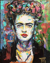Frida Kahlo Painting Portrait Original Art Custom Artwork 16 by 20 inches