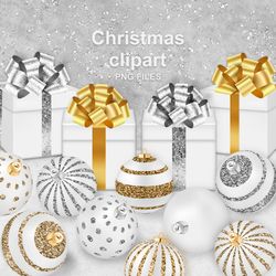 christmas gift box clipart,  christmas balls clipart, christmas presents clipart, gifts png, holiday clipart