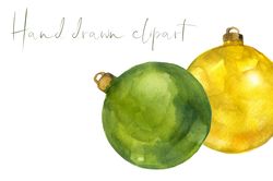 Watercolor Cristmas balls Holiday. Holiday set of 6 watercolor elements. Perfect as a part of your holiday design