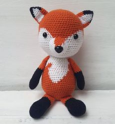 Hand Crochet Mr. Furu The Fox Stuffed Toys Animals Knit Gift Amigurumi
