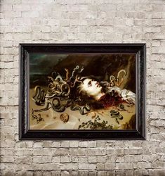 the head of medusa. mythical art print. peter rubens artwork. baroque art. antique style gift. 501.