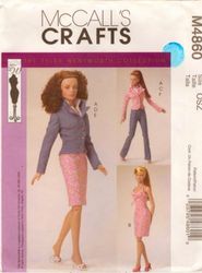 PDF Copy of the original vintage MC Calls 4860 clothing patterns for Tonner dolls and Fashion dolls size 16 inches