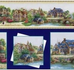 Digital | Vintage Cross Stitch Pattern Green Village | Green Village | ENGLISH PDF TEMPLATE