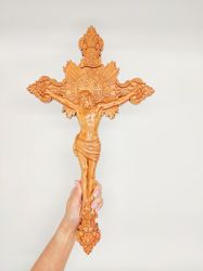 Catholic Crucifix Wooden cross 19,5" (49,5 cm) height, Jesus Christ, carved wooden cross, cross Wood Crucifix catholic