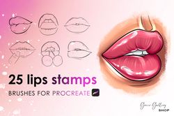 Procreate Lips Brushes for Coloring | Lips Brush Set for Digital Artists | Lips Templates For Artists | Lips Stamps Proc