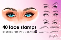 Procreate Face Brushes Set Eyes and Brows Templates Set For Artists Eyes and Brows Stamps Set Procreate