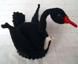 Crochet Tea Cosy, teapot cozy, Hand knitted tea cosy, tea cozy Swan, black Swan, Crochet Swan Tea cozy