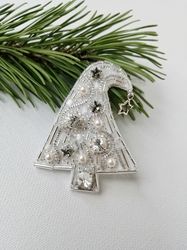 Christmas tree beaded brooch, Christmas unisex gift