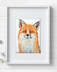 Original watercolor painting  8x11 inches fox wild animal art by Anne Gorywine