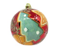 Hand Painted Christmas Decoration with Gingerbread, Christmas Tree Ornament Red