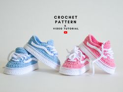 Crochet pattern baby booties, baby girl boy shoes 4 sizes, baby shower gift sneakers, crochet baby shoes pattern