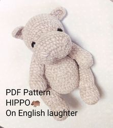 Hippo amigurumi PDF Pattern/ Crochet hippo/ Easy amigurumi pattern/ Crochet hippopotamus/ Hippo crochet pattern/ toy pdf