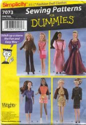 PDF Copy of Vintage Simplicity 7073 Pattern for Fashion Dolls size 11 1/2 inches