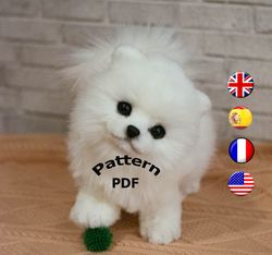 Pattern Pomeranian,ooak ,handmade gift, furry animal, kawaii plush, poseable doll ,black friday