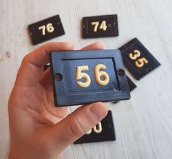 Black retro apartment number sign 56 - Fifty six address room number plate vintage
