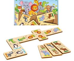 Wood domino games - wild animals Puzzle, Wooden Montessori homeschool blocks