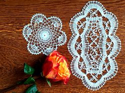 Crochet oval round doily. Christmas handmade nana gift. Romantic decor. Elegant lace doilies. Cotton anniversary gift