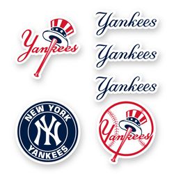New York Yankees Logo Stickers Set of 6 by 3 inches MLB Team Mascots Emblem Car Truck Window Laptop Case Outdoor Wall