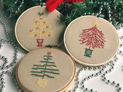 Christmas Trees Modern Cross Stitch Pattern PDF Christmas Ornaments Counted Cross Stitch Christmas Decoration Embroidery