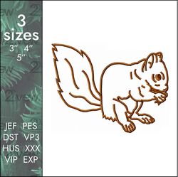 Squirrel Embroidery Design, applique designs, 3 sizes