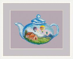 SUMMER IN A TEAPOT Cross stitch pattern PDF from SEASONS IN TEAPOTS  SERIES by CrossStitchingForFun, Instant Download