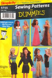 PDF Copy of Vintage Simplicity 5755 Pattern for Barbie and Fashion Dolls size 11 1/2 inches