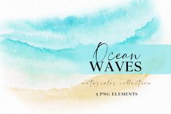Summer beach clipart ocean wave seashore clip art for instant download