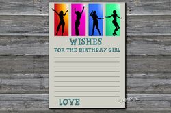 Dance party Wishes for the birthday girl,Adult Birthday party game-fun games for her-Instant download