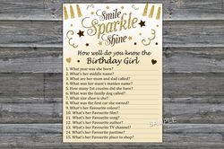 Sparkle and shine How well do you know the birthday girl,Adult Birthday party game-fun games for her-Instant download