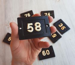 Black retro apartment number sign 58 - Fifty eight address room number plate vintage
