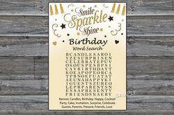 Sparkle and shine Birthday Word Search Game,Adult Birthday party game-fun games for her-Instant download