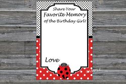 Ladybug Favorite Memory of the Birthday Girl,Adult Birthday party game-fun games for her-Instant download