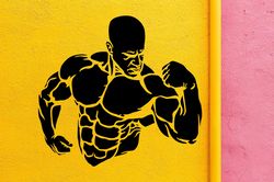 Bodybuilder Sticker Gym Workout Fitness Crossfit Coach Sport Muscles Wall Sticker Vinyl Decal Mural Art Decor