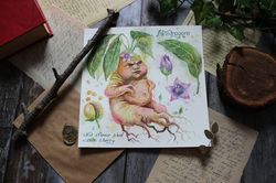 Mandrake Fantasy watercolor painting, ORIGINAL watercolor
