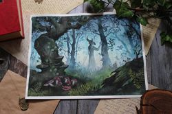 Original fantasy watercolor painting, Crom Cruach art, Fantasy creature