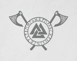 Viking Weapon Axe And Shield The Ancient Symbol Of The Scandinavian Vikings Is The Valknut Wall Sticker Vinyl Decal