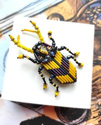 Beaded insect brooch, insect pin, bug brooch, bug, bug pin, yellow brooch, bug brooch, insects, madam toto, gift for her