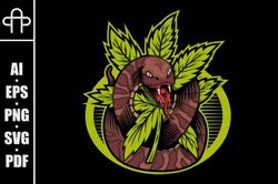 cannabis snake vector design illustration