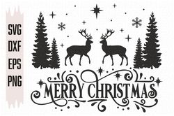 Merry Christmas Svg, Christmas Svg, Reindeer Svg, Digital download