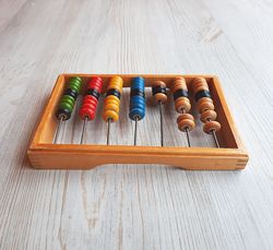 Small wooden kids abacus toy vintage - Soviet retro wooden calculator USSR