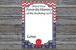 Octopus Favorite Memory of the Birthday Girl,Adult Birthday party game-fun games for her-Instant download